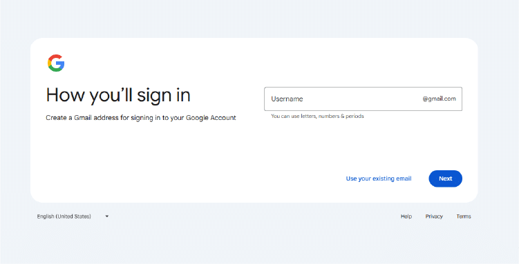 Create a Google Account without Gmail