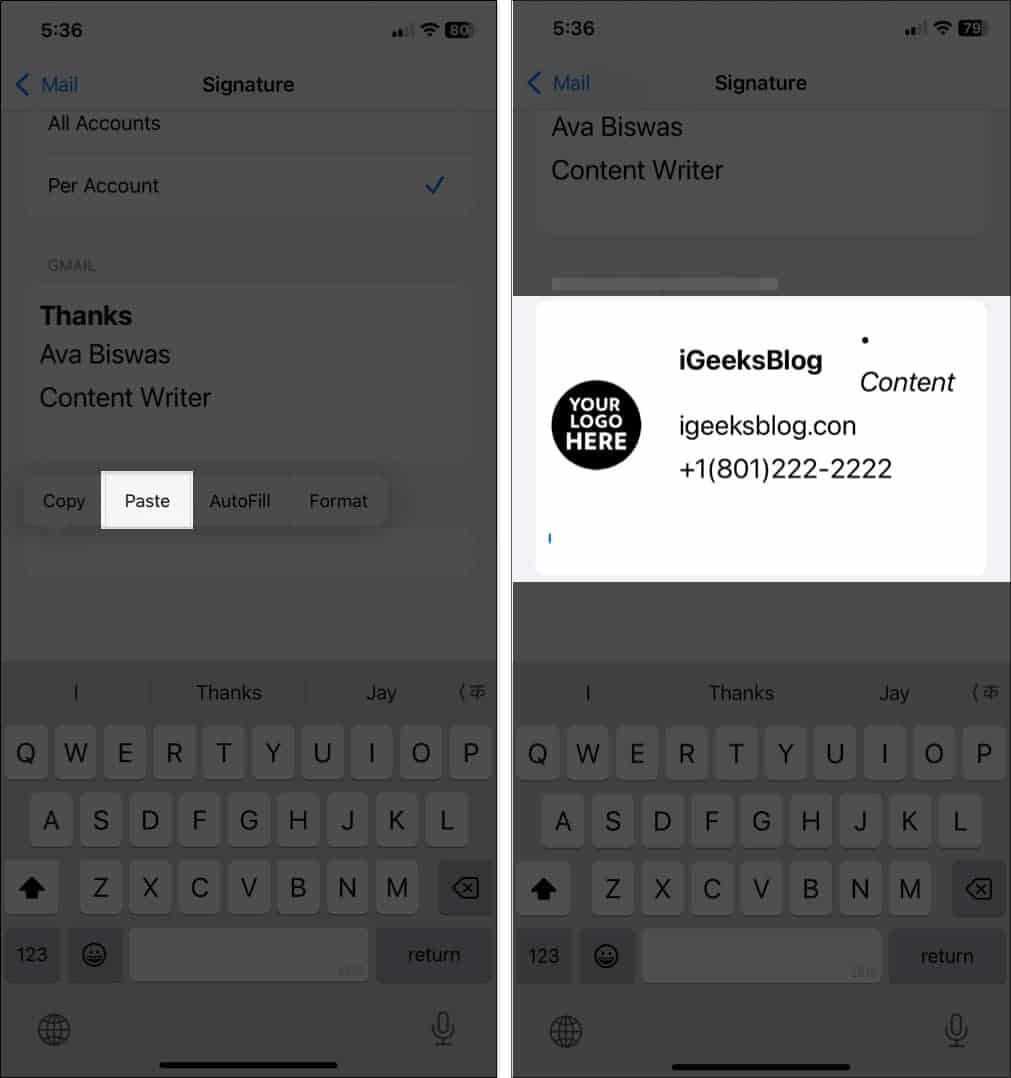 Quick IOS demo adding Email Signature