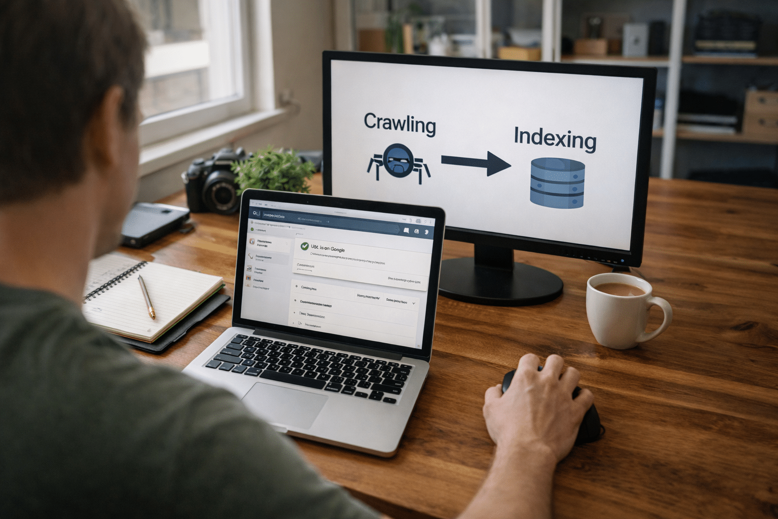 Google crawling and indexing website illustration