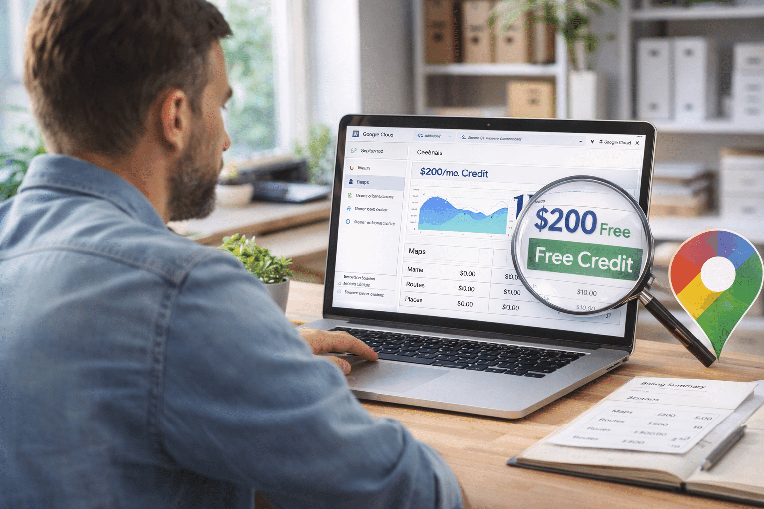 Google Maps API pricing and billing dashboard in Google Cloud