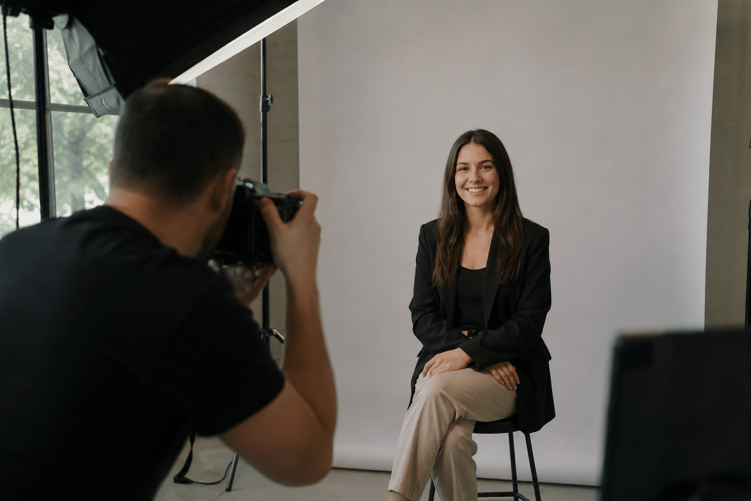 In-studio corporate headshot photography session at Arvo Agency's Brisbane studio