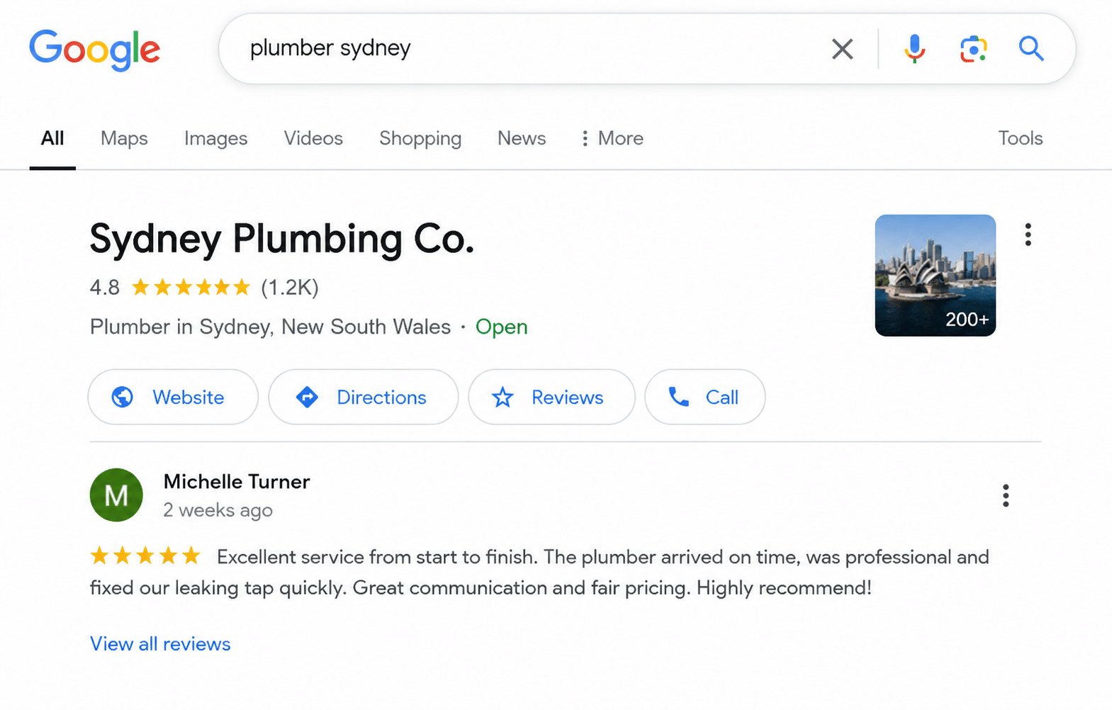 Google search result showing a star rating review snippet